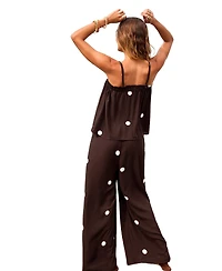Cupshe Women's Polka Dot Ruffle Trim Cami Top and Wide-Leg Pants Set