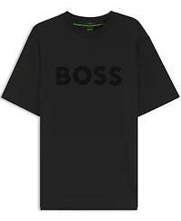 Boss by Hugo Men's Stretch Cotton Tonal Flock-Logo Regular-Fit T-Shirt