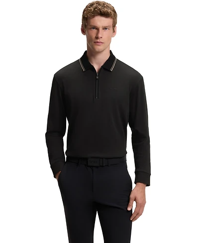Boss by Hugo Boss Men's Interlock-Cotton Zip-Neck Polo Shirt