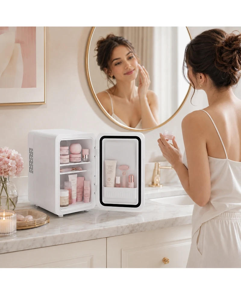 Pursonic Mini Beauty Fridge with Led Mirror Door
