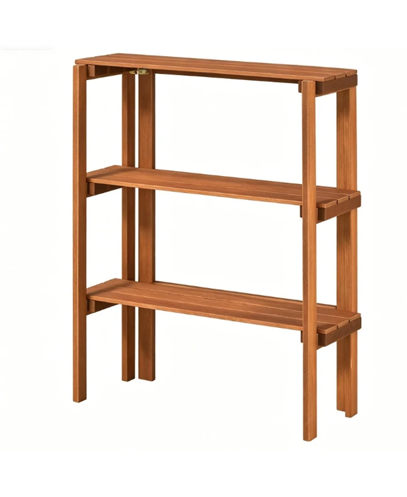 Slickblue 3-Tier Folding Wood Storage Shelf for Shoes, Plants and Display