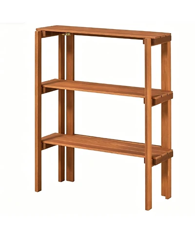 Slickblue 3-Tier Folding Wood Storage Shelf for Shoes, Plants and Display