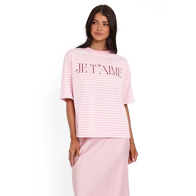 Petal and Pup Women's Marly Je T'Aime Stripe Relaxed-Fit T-Shirt
