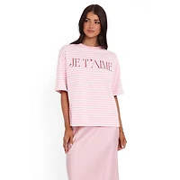 Petal and Pup Women's Marly Je T'Aime Stripe Relaxed-Fit T-Shirt