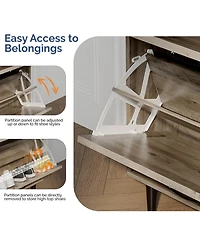 Slickblue 2-Drawer Mdf Shoe Cabinet with Top-Mounted Barn Doors for Entryway