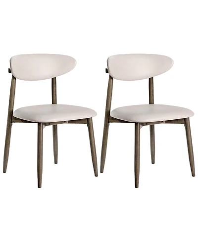 Gymax Wooden Dining Chairs Set of 2 Upholstered Kitchen with Curved Backrest