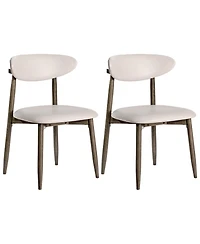 Gymax Wooden Dining Chairs Set of 2 Upholstered Kitchen with Curved Backrest