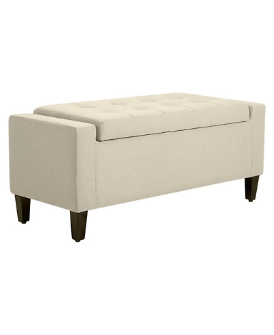 Slickblue Storage Ottoman Bench with High Density Foam and Linen Look Fabric