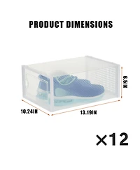 gaomon x-Large Clear Plastic Storage Boxes - 12 Pack Stackable Shoe Organizers with Durable Lids for Sneakers, Toys, Closet and Under Bed Storage