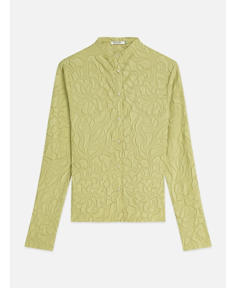 Scotch & Soda Women's Lightweight Embossed Pleat Mock Neck Cardigan