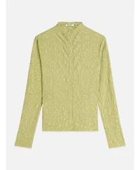 Scotch & Soda Women's Lightweight Embossed Pleat Mock Neck Cardigan