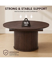 43.3' /59 ' Adjustable-Size Round Dining Table, Seats 4-6 People, Table with Slatted Legs, Suitable for Kitchens and Living Rooms