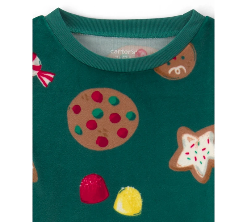 Carter's Toddler Girls' 2T-5T DreamPlush Long-Sleeve Snug-Fit Christmas Top and Pants, 2-Piece Pajama Set