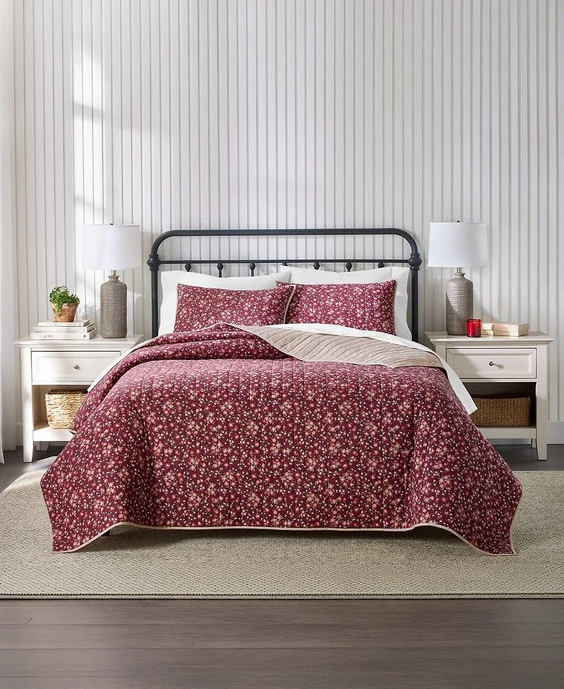 Charter Club Parker Reversible 2-Piece Floral Cotton Quilt Set, Twin