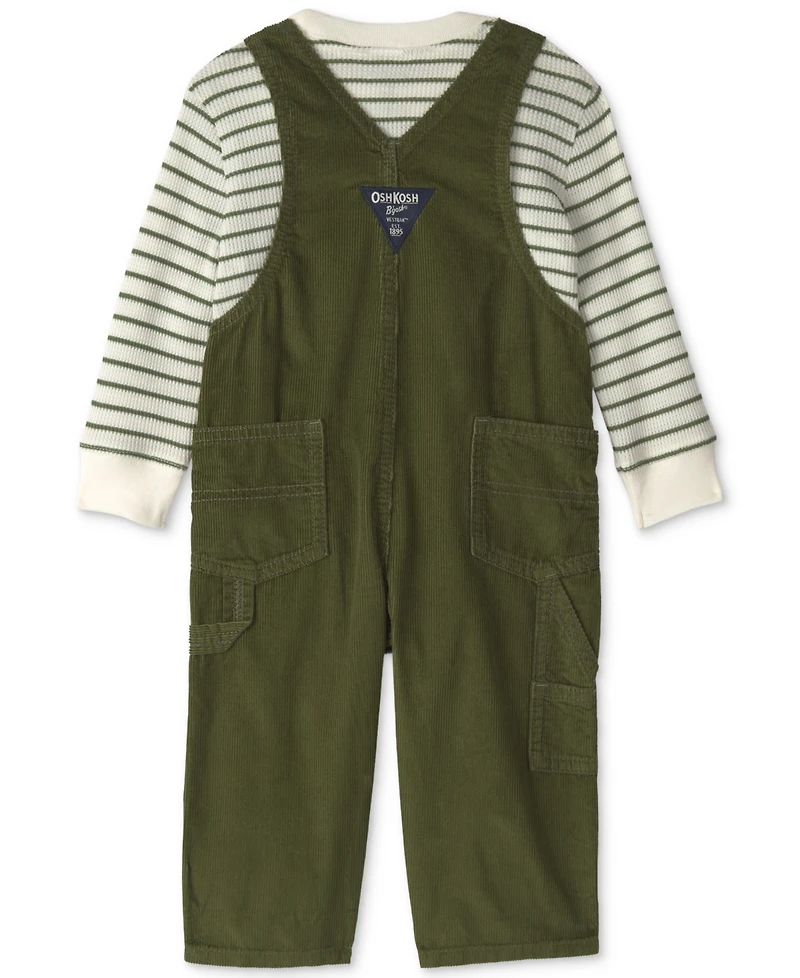 Osh Kosh Baby Boys' Striped Long-Sleeve Corduroy Top and Overall Set