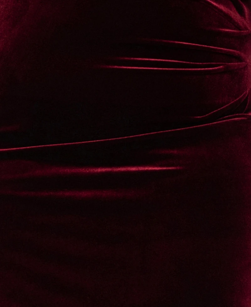 Xscape Plus Off-the-Shoulder Velvet Long-Sleeve Gown
