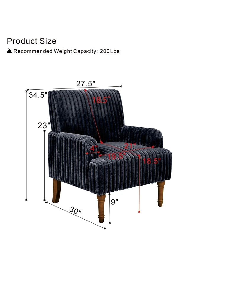 Slickblue Modern Armchair with Solid Wood Legs and Soft Upholstered Seat