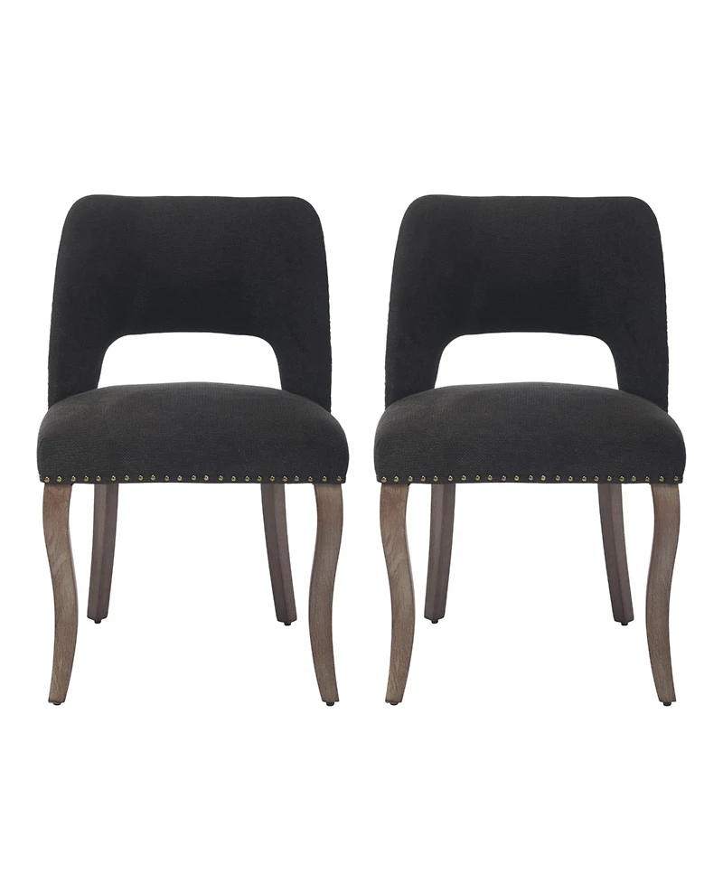 Slickblue Set of 2 Wooden Dining Chairs with Fabric Upholstered Seat
