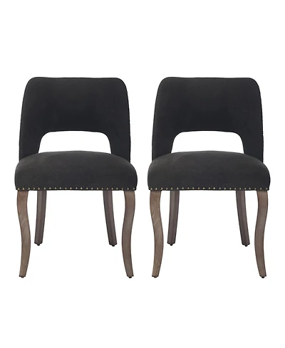 Slickblue Set of 2 Wooden Dining Chairs with Fabric Upholstered Seat