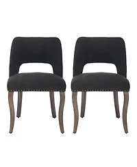 Slickblue Set of 2 Wooden Dining Chairs with Fabric Upholstered Seat