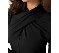 Liverpool Los Angeles Women's Jersey-Knit Wrap-Neck Long-Sleeve Top