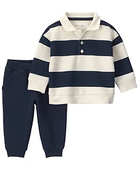 Little Planet by Carter's Baby Boys' Striped Long-Sleeve French Terry Top and Pants, 2-Piece Set
