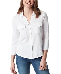 Gloria Vanderbilt Women's Ashten Point-Collar 3/4-Sleeve Button-Up Shirt