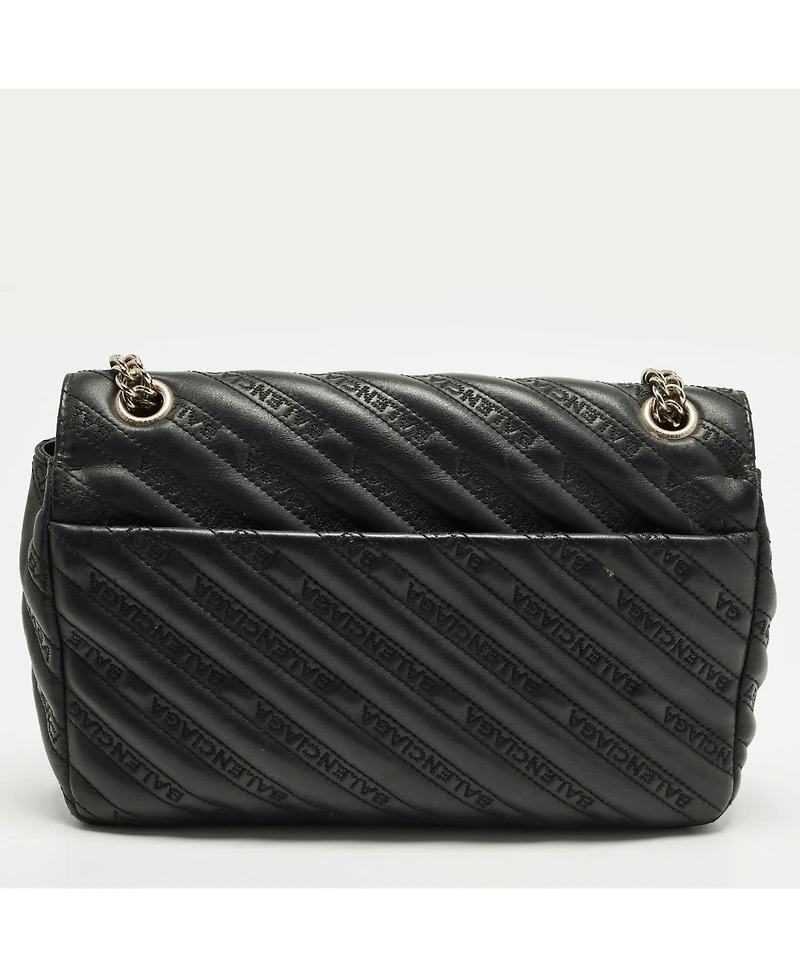 Pre-Owned Balenciaga Women's Bb Paris Charm Quilted Leather Shoulder Bag