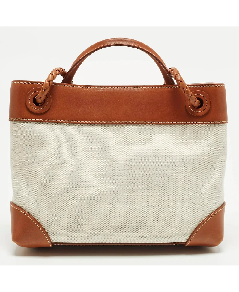 Pre-Owned Bottega Veneta Andiamo Canvas and Leather Tote Bag