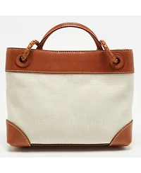 Pre-Owned Bottega Veneta Andiamo Canvas and Leather Tote Bag