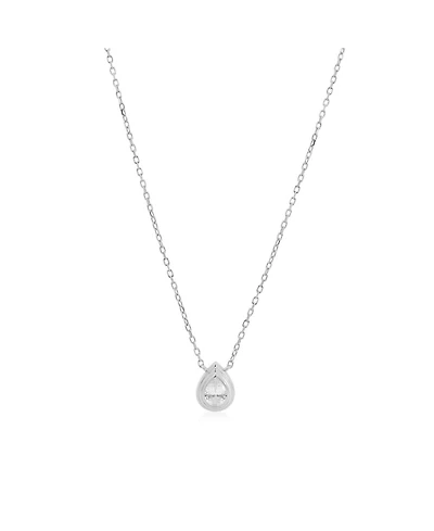 The Lovery Cz Pear Double Bezel Necklace Sterling Silver