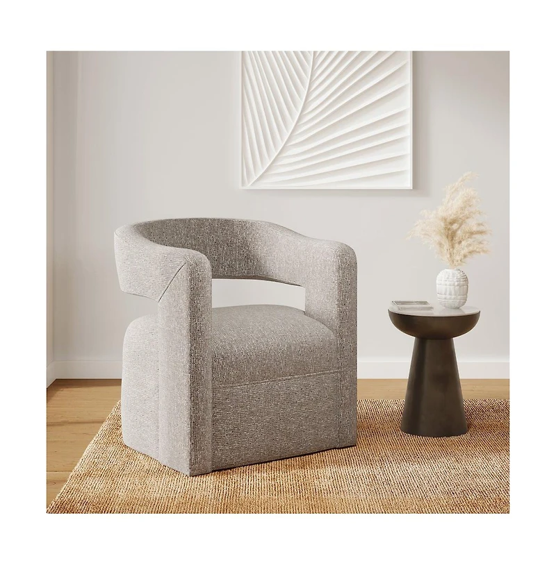 Jofran Lexy Modern Sculpted Curved Upholstered Swivel Accent Chair