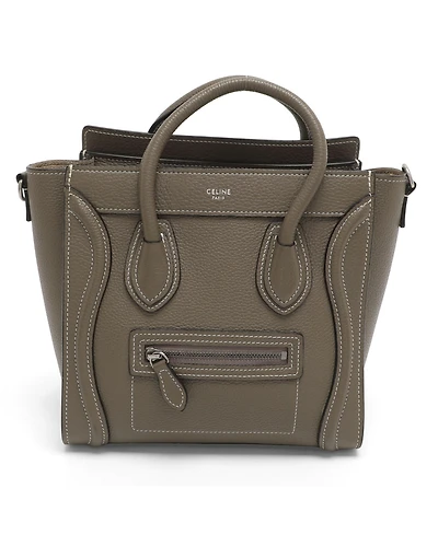Pre-Owned Celine Women's Nano Luggage Tote in Taupe Grained Leather