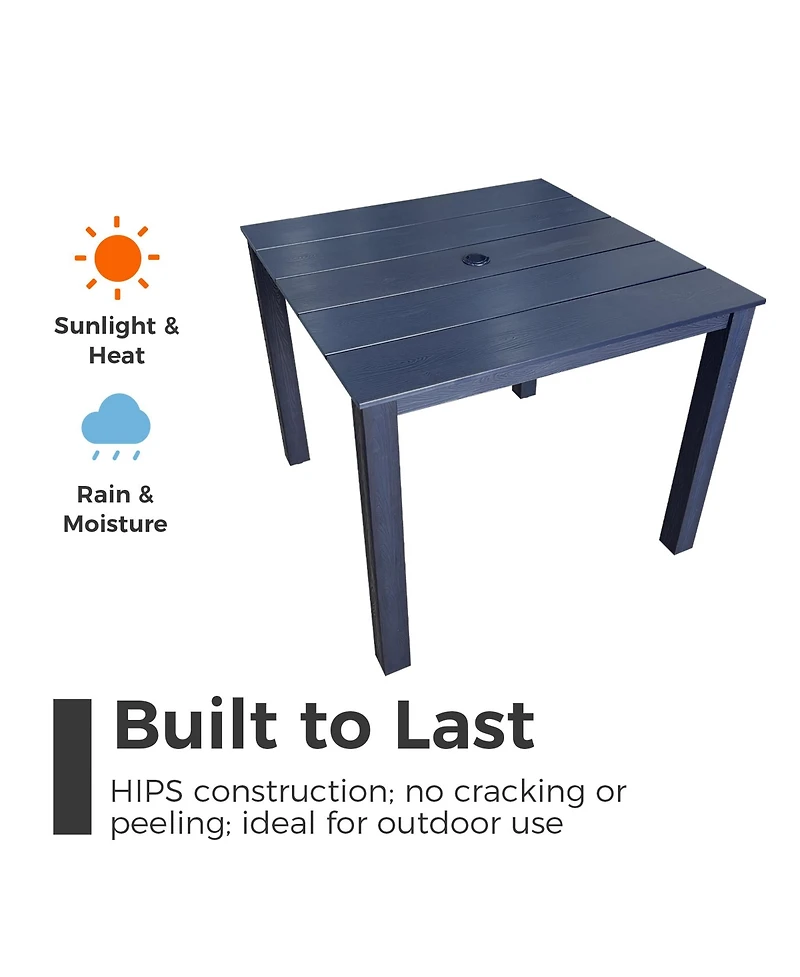 Mega Casa Hips All-Weather Outdoor Patio Dining Table with Umbrella Hole, Heavy-Duty Square Bistro Table with Aluminum Frame