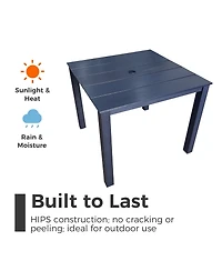 Mega Casa Hips All-Weather Outdoor Patio Dining Table with Umbrella Hole, Heavy-Duty Square Bistro Table with Aluminum Frame