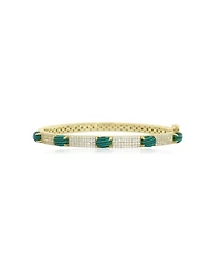 The Lovery Malachite Cz Pave Station Bangle 14K Gold-Plated Sterling Silver