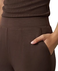 Cable & Gauge Women's Rib-Knit Mock Neck Shell, Overlay, and Pants 3-Piece Set