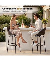 Gymax 30'' Patio Swivel Bar Stools w/400 Lbs Capacity Metal Frame Contoured Seat