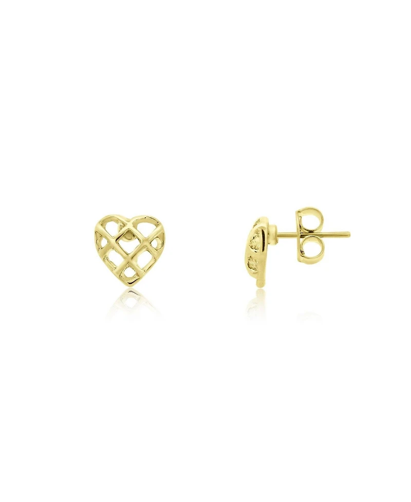 The Lovery Cage Heart Stud Earrings 18K Gold Filled Over Brass
