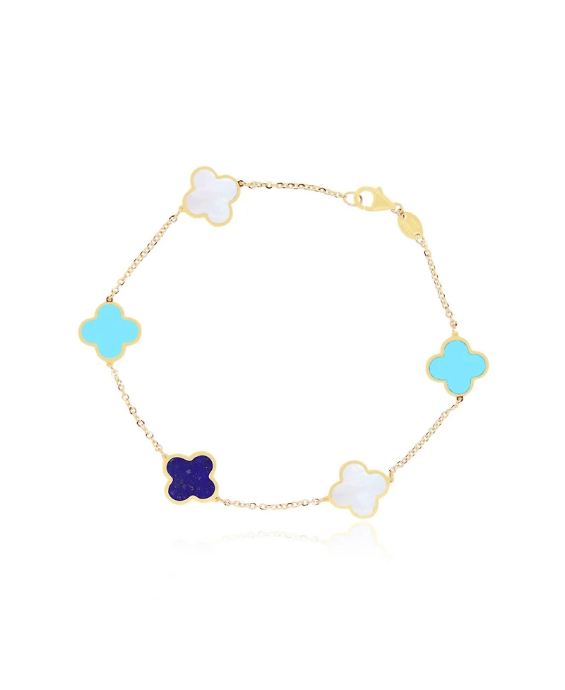 The Lovery Mixed Clover Bracelet 14K Gold