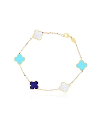 The Lovery Mixed Clover Bracelet 14K Gold