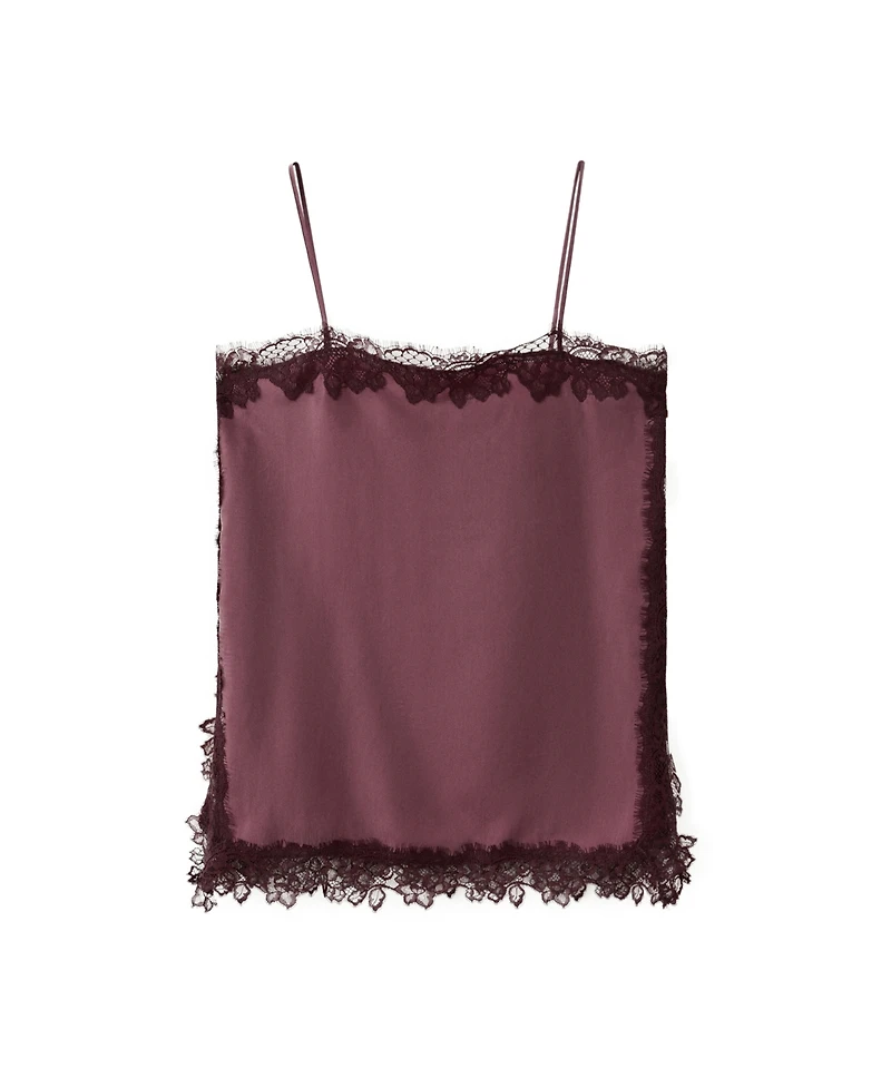 Mango Women's Square-Neck Sleeveless Lace-Trim Camisole