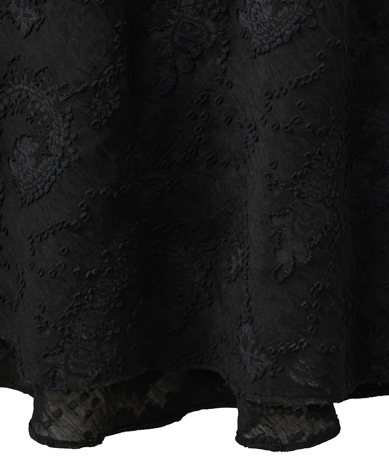 Mango Women's Embroidered Midi Low-Back Chiffon Dress