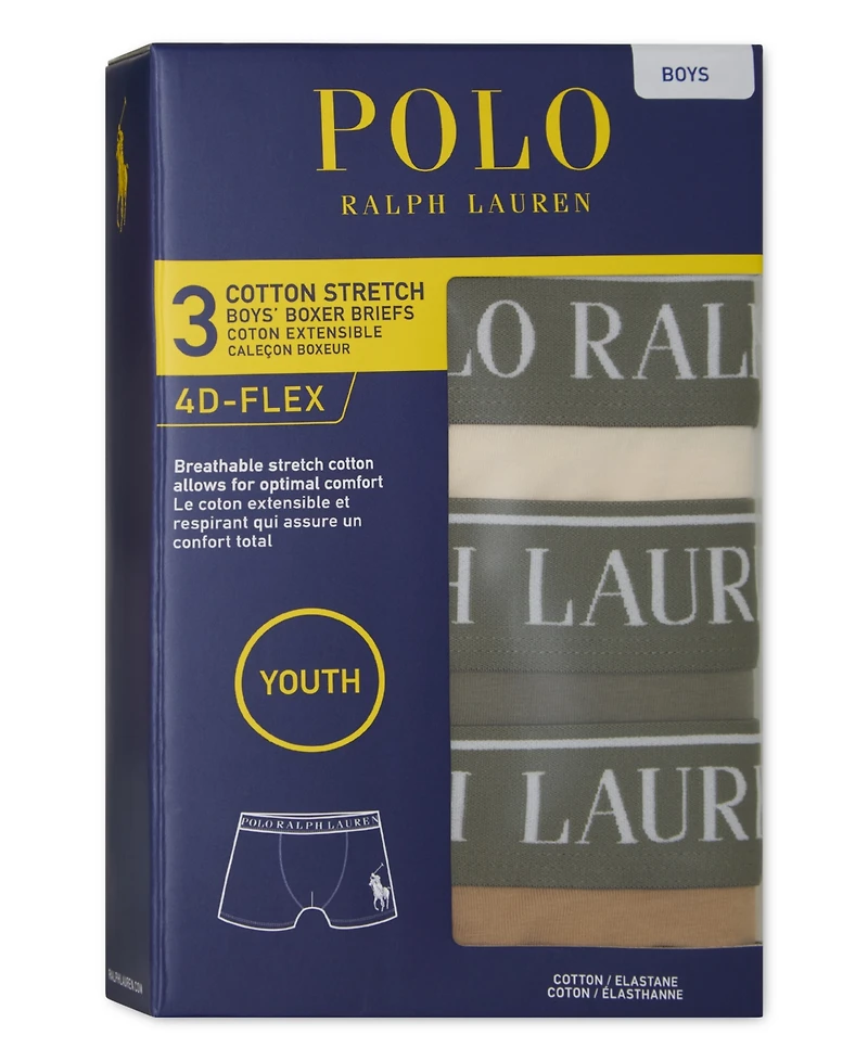 Polo Ralph Lauren Boys' 8-20 Logo Boxer Briefs, 3-Pack Set