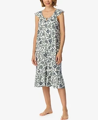 Ellen Tracy Women's Short-Flutter-Sleeve Scoop Neck Jersey Midi Nightgown