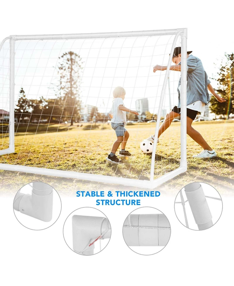 Glintex Soccer Goal for Ages 6 and Up, 6 x 4 ft Upvc Frame, 6 Pegs.