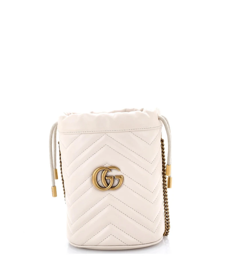 Pre-Owned Gucci Mini Gg Marmont Bucket Bag Matelasse Leather