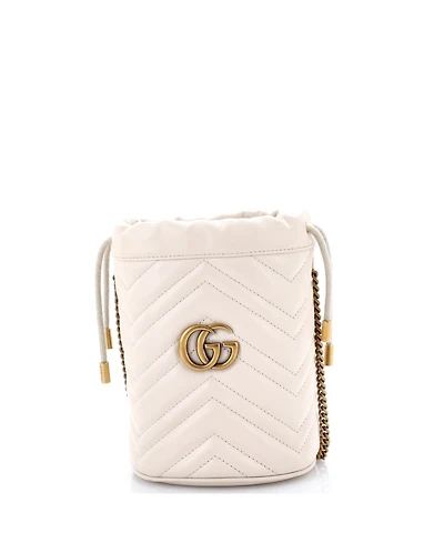 Pre-Owned Gucci Mini Gg Marmont Bucket Bag Matelasse Leather