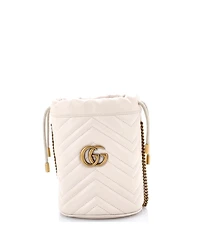 Pre-Owned Gucci Mini Gg Marmont Bucket Bag Matelasse Leather