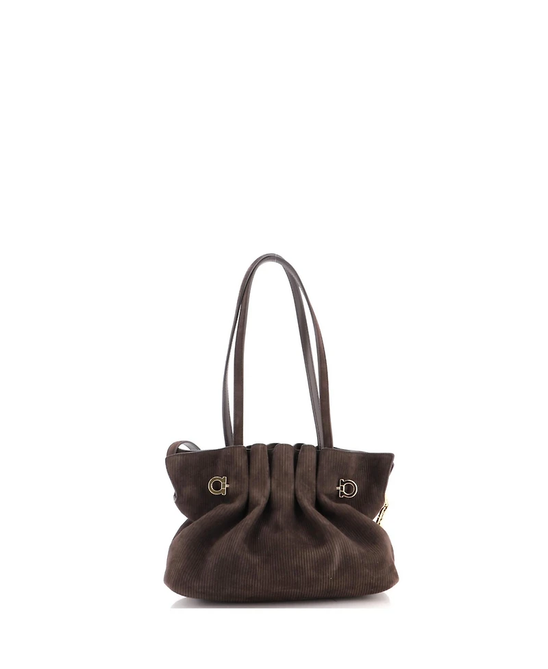 Pre-Owned Salvatore Ferragamo Small Piercing Shoulder Bag Suede